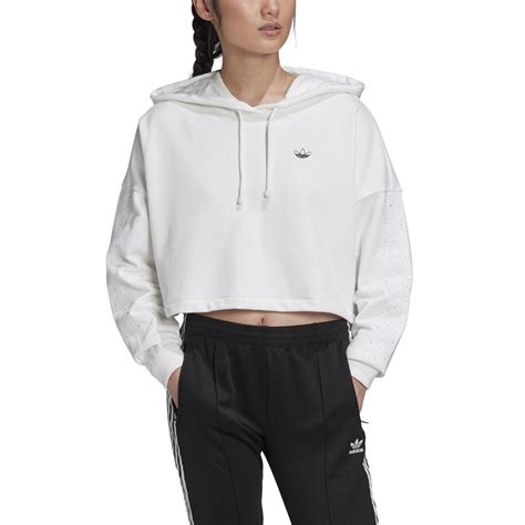 sudadera de mujer cropped adidas originals blanco